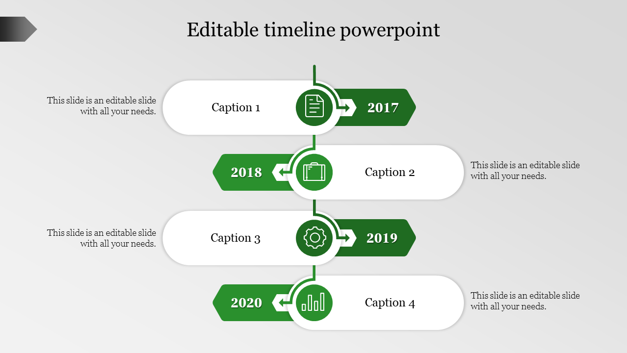 editable timeline powerpoint-4-Green